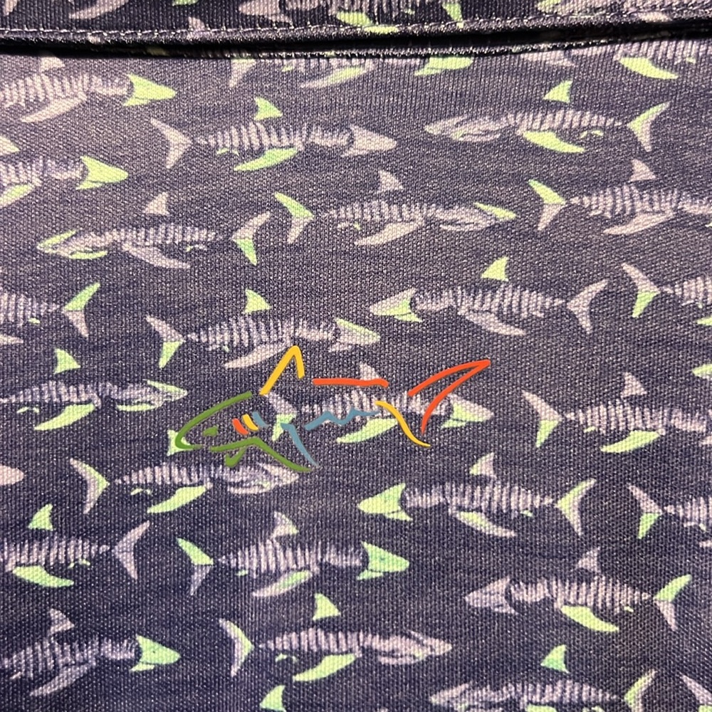 Brand New Greg Norman Golf Blue Sharks 🦈 Print Performance Stretch Fabric Polo! - Picture 10 of 12